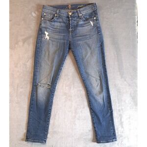 7 Seven For‎ All Mankind Josefina Jeans Womens Sz 25 Skinny Boyfriend Distressed